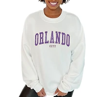 Women's Gameday Couture  White Orlando City SC Oversized Fleece Pullover Sweatshirt