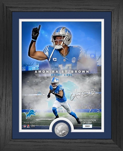 Highland Mint Amon-Ra St. Brown Detroit Lions  13" x 16" Legends Silver Coin Photo Mint