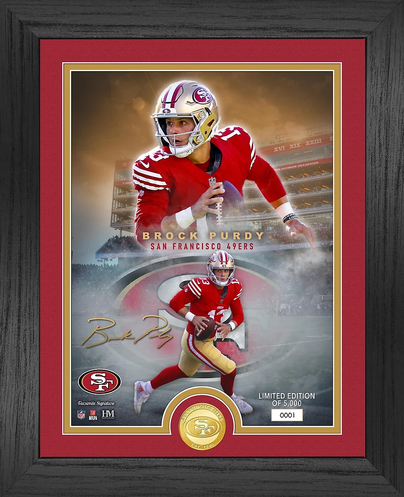 Highland Mint Brock Purdy San Francisco 49ers 13" x 16" Legends Bronze Coin Photo Mint