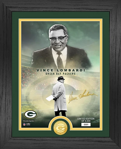 Highland Mint Vince Lombardi Green Bay Packers  13" x 16" Legends Bronze Coin Photo Mint