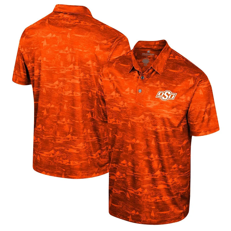 Men's Colosseum Orange Oklahoma State Cowboys Daly Print Polo