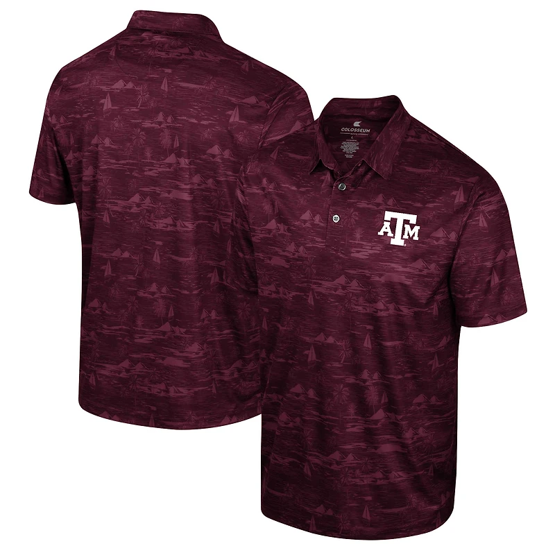 Men's Colosseum Maroon Texas A&M Aggies Daly Print Polo