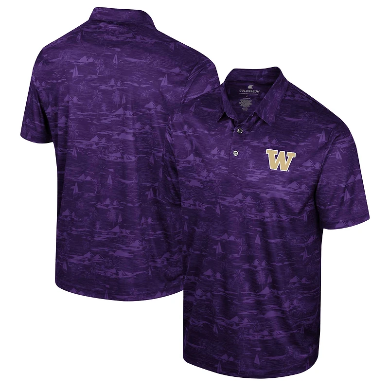 Men's Colosseum Purple Washington Huskies Daly Print Polo