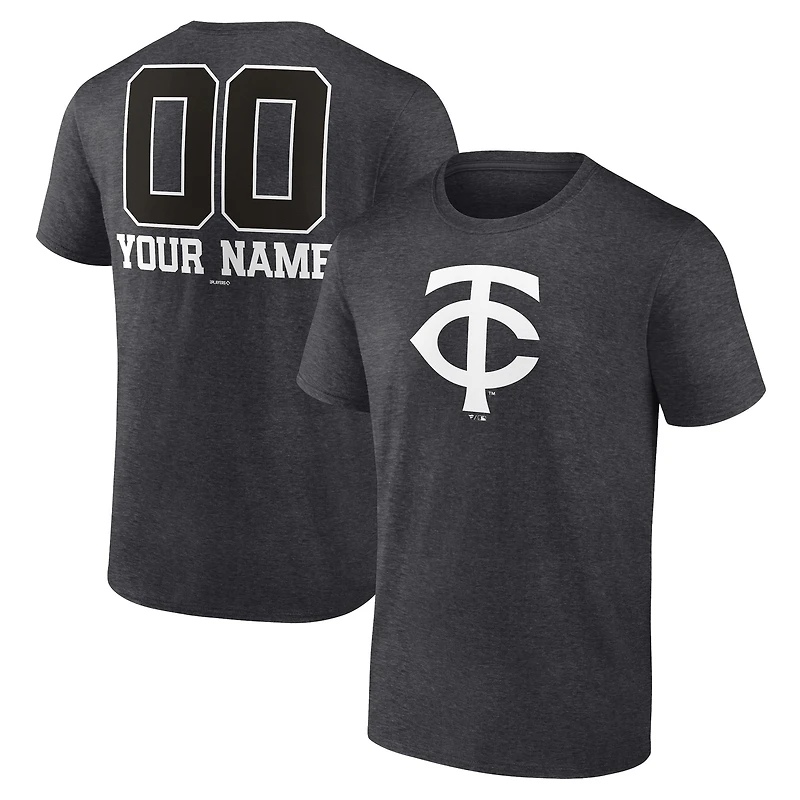 Men's Charcoal Minnesota Twins Personalized Monochrome Name & Number T-Shirt