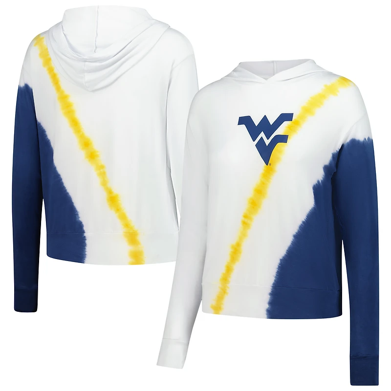 Women's Certo White West Virginia Mountaineers Tie-Dye Hooded Long Sleeve T-Shirt