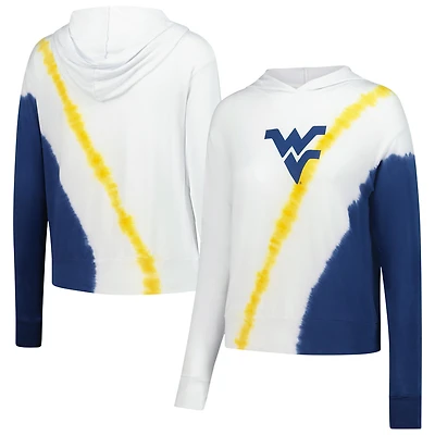 Women's Certo White West Virginia Mountaineers Tie-Dye Hooded Long Sleeve T-Shirt