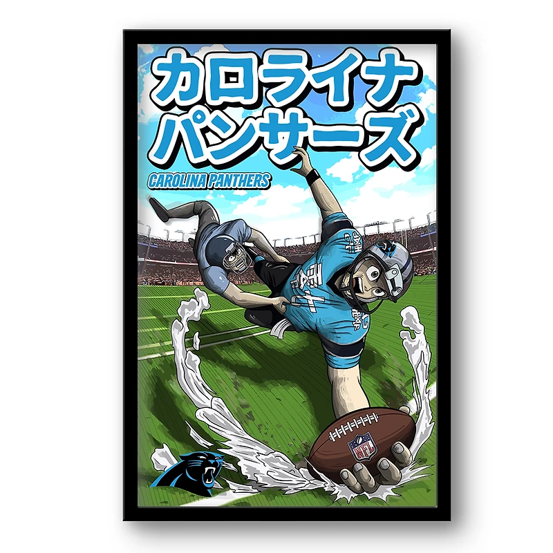 Carolina Panthers 14" x 20" Framed Anime Art Print