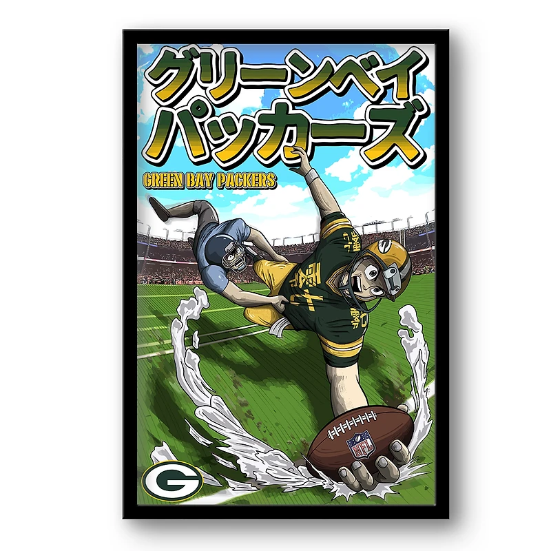 Green Bay Packers 14" x 20" Framed Anime Art Print
