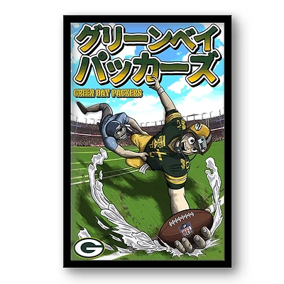 Green Bay Packers 14" x 20" Framed Anime Art Print