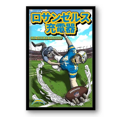 Los Angeles Chargers 14" x 20" Framed Anime Art Print