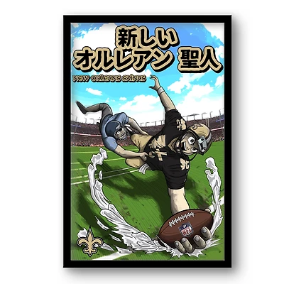 New Orleans Saints 14" x 20" Framed Anime Art Print