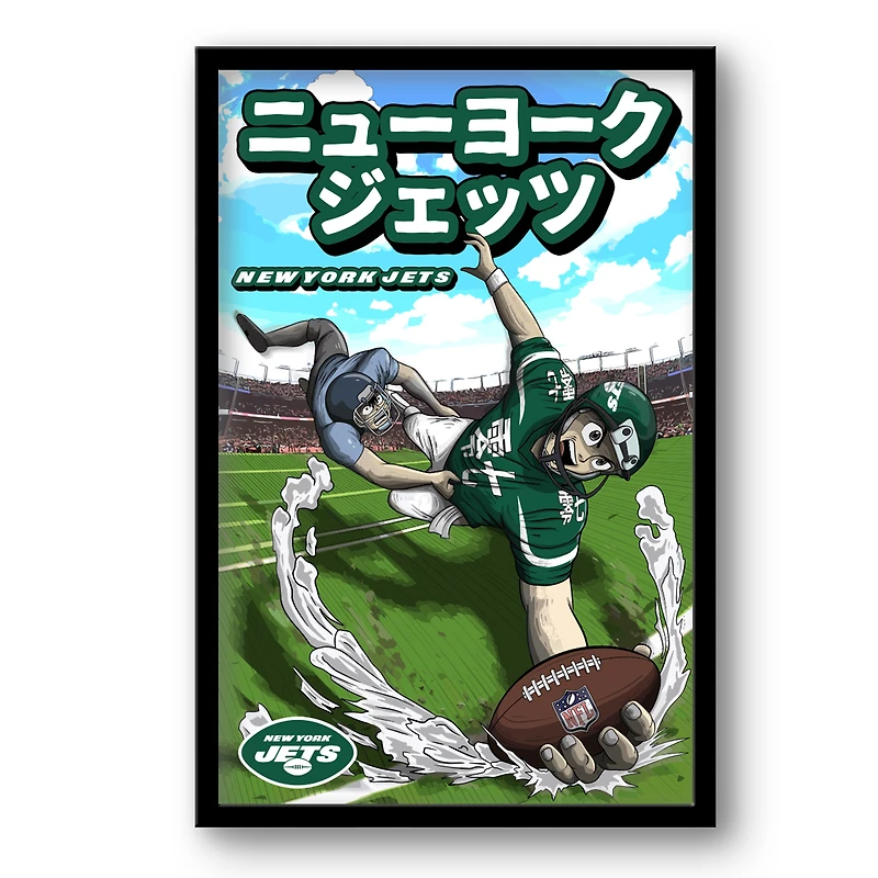 New York Jets 14" x 20" Framed Anime Art Print
