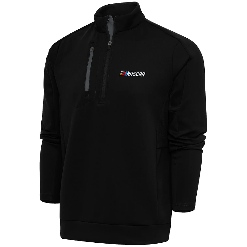 Men's Antigua Black NASCAR Generation Quarter-Zip Pullover Top