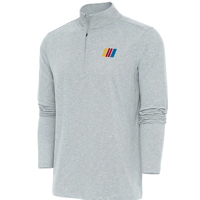 Men's Antigua  Heather Gray NASCAR Hunk Quarter-Zip Pullover Top