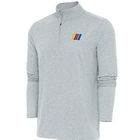 Men's Antigua  Heather Gray NASCAR Hunk Quarter-Zip Pullover Top