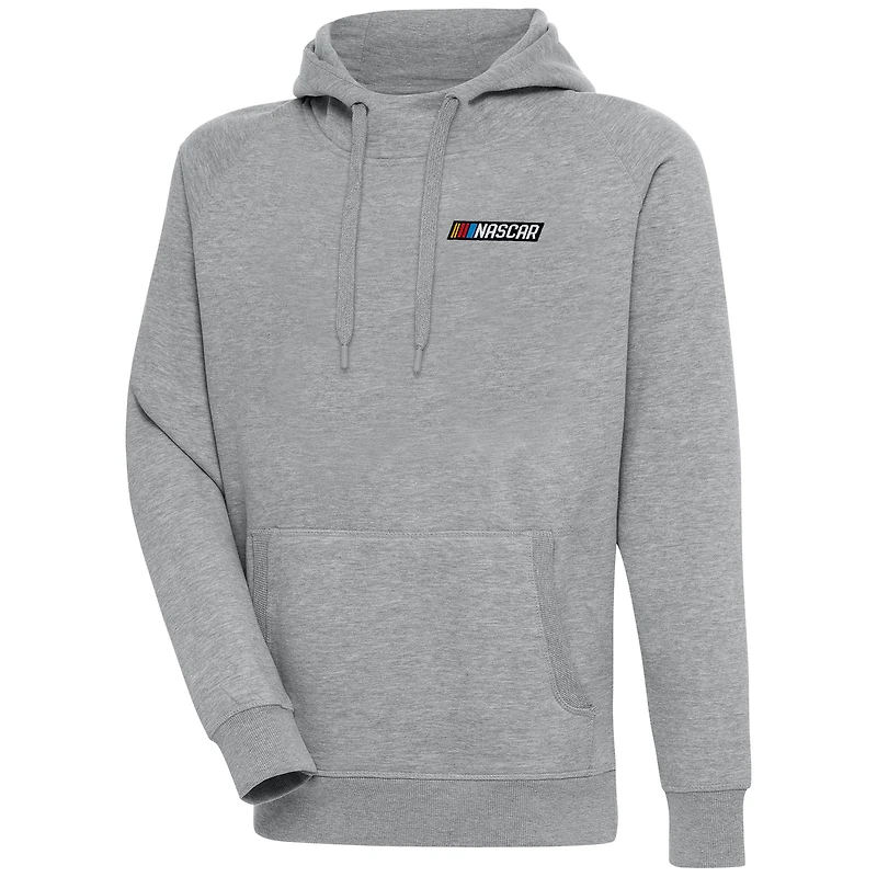 Men's Antigua  Heather Gray NASCAR Victory Pullover Hoodie