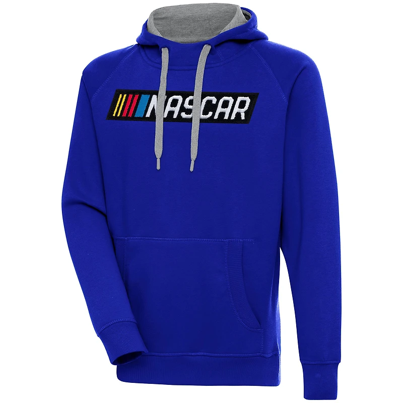 Men's Antigua Royal NASCAR Victory Chenille Pullover Hoodie
