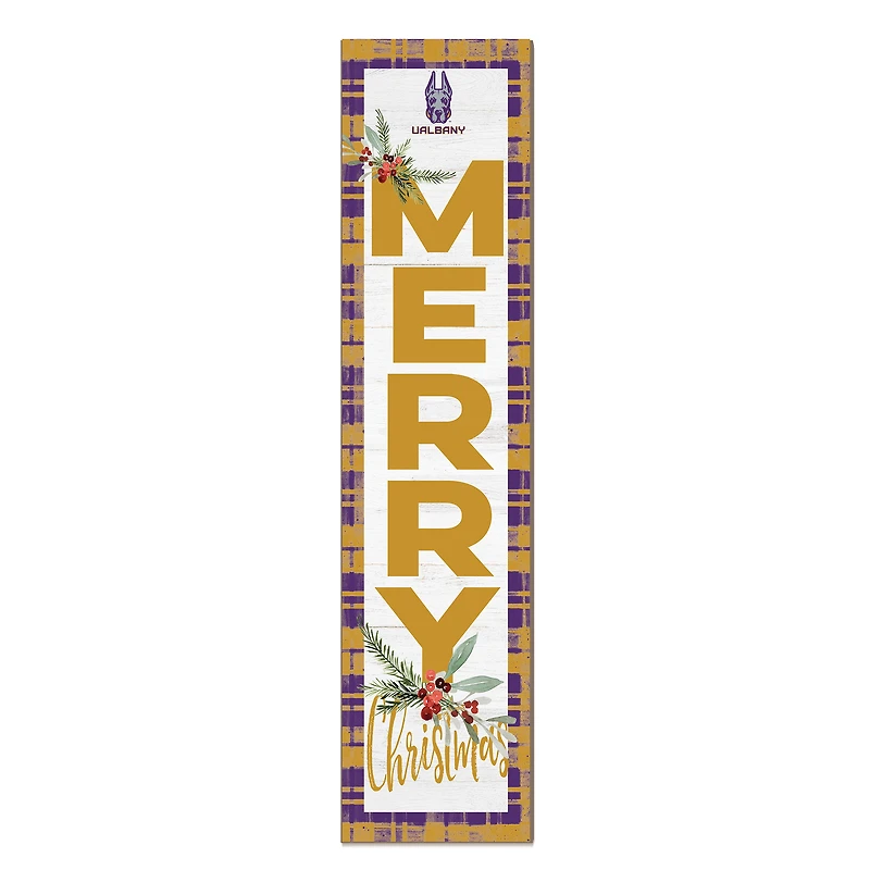 UAlbany Great Danes 12'' x 48'' Outdoor Merry Christmas Leaner