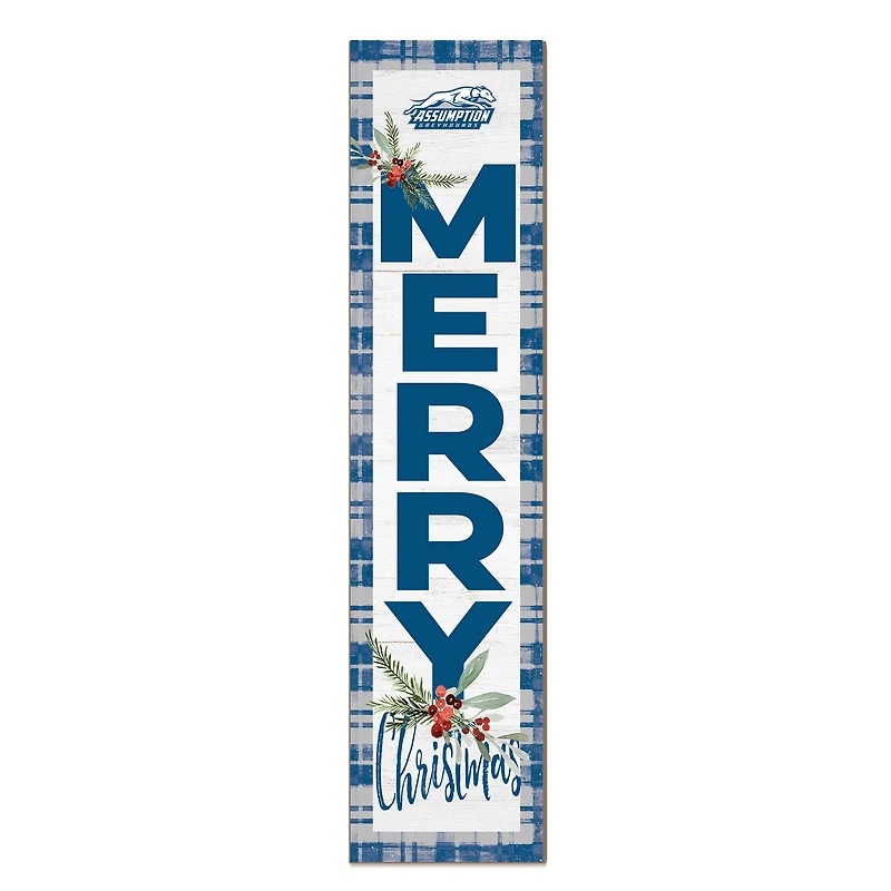 Assumption Greyhounds 12'' x 48'' Outdoor Merry Christmas Leaner