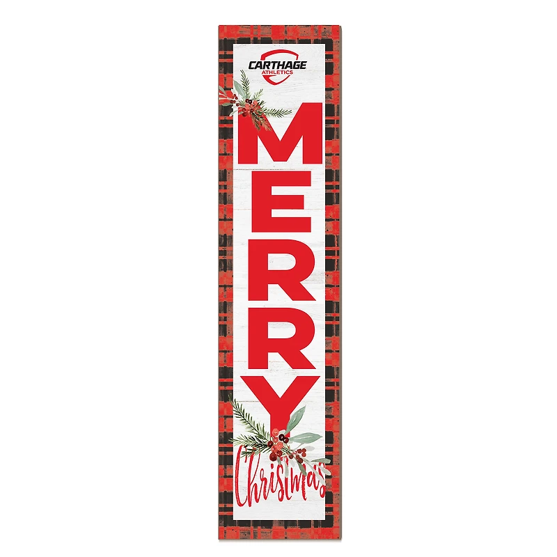 Carthage Firebirds 12'' x 48'' Outdoor Merry Christmas Leaner