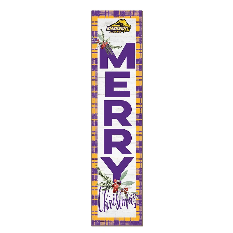 Emerson College Lions 12'' x 48'' Outdoor Merry Christmas Leaner