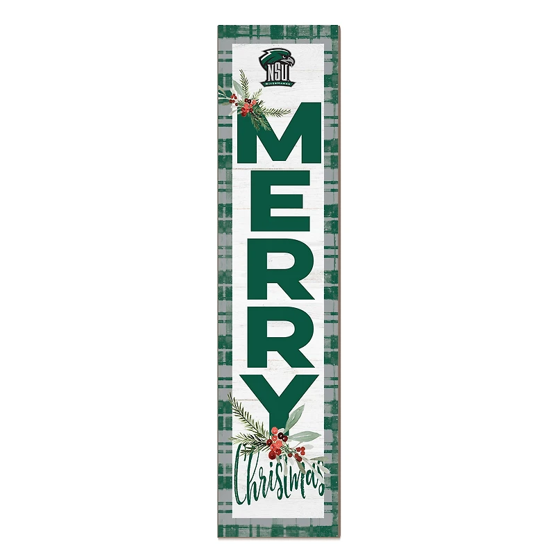 Northeastern State Riverhawks 12'' x 48'' Outdoor Merry Christmas Leaner