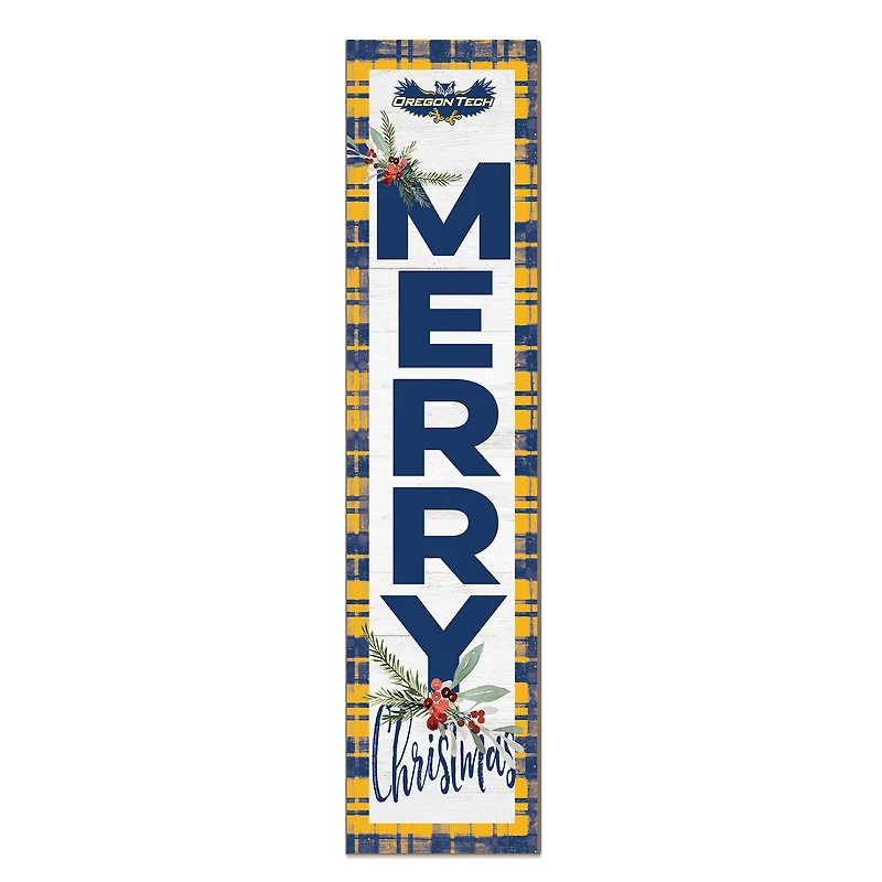 Oregon Tech Hustlin' Owls 12'' x 48'' Outdoor Merry Christmas Leaner