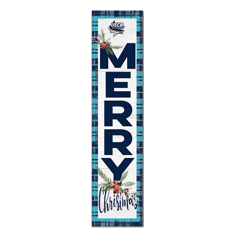 South Carolina Beaufort Sand Sharks 12'' x 48'' Outdoor Merry Christmas Leaner