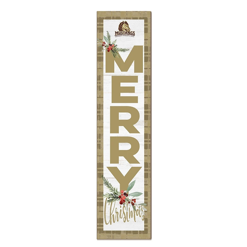 Southwest Minnesota State Mustangs 12'' x 48'' Outdoor Merry Christmas Leaner