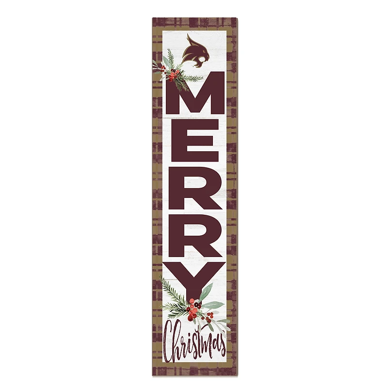 Texas State Bobcats 12'' x 48'' Outdoor Merry Christmas Leaner