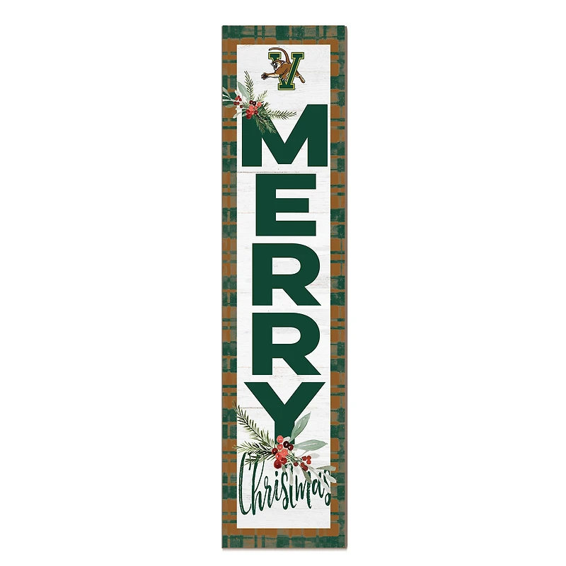 Vermont Catamounts 12'' x 48'' Outdoor Merry Christmas Leaner
