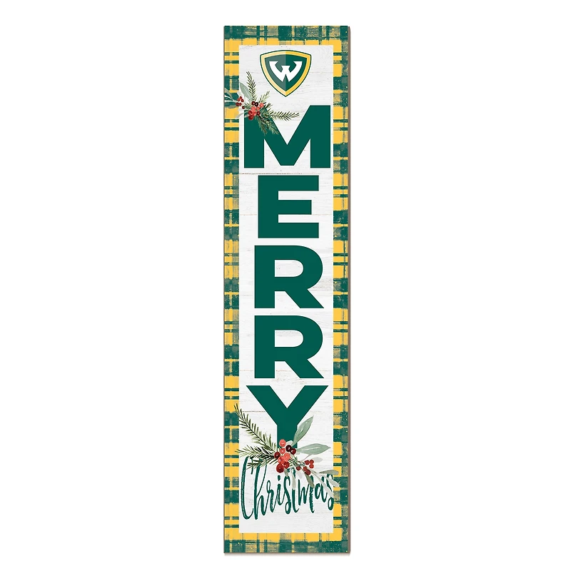 Wayne State Warriors 12'' x 48'' Outdoor Merry Christmas Leaner