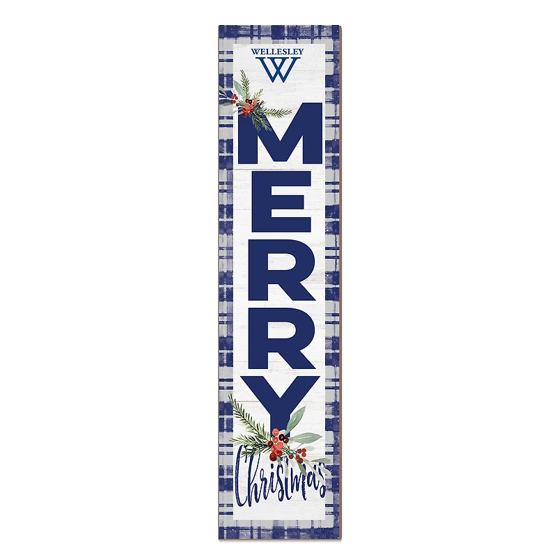 Wellesley Blue 12'' x 48'' Outdoor Merry Christmas Leaner