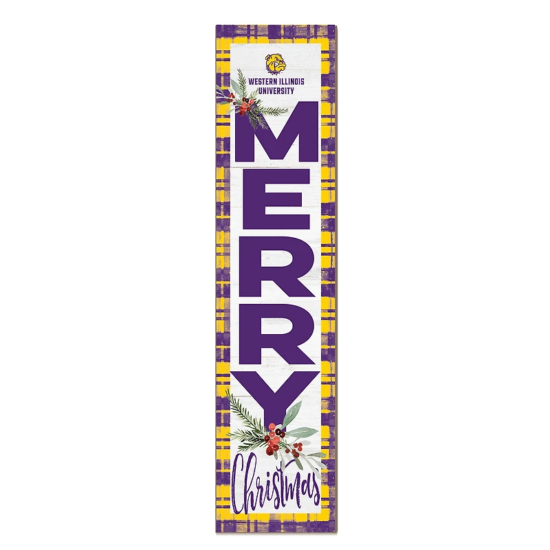 Western Illinois Leathernecks 12'' x 48'' Outdoor Merry Christmas Leaner