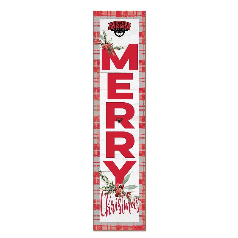 Western Oregon Wolves 12'' x 48'' Outdoor Merry Christmas Leaner