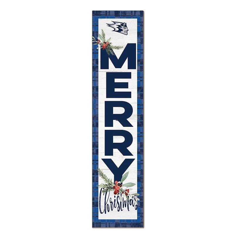 Wisconsin Stout Blue Devils 12'' x 48'' Outdoor Merry Christmas Leaner