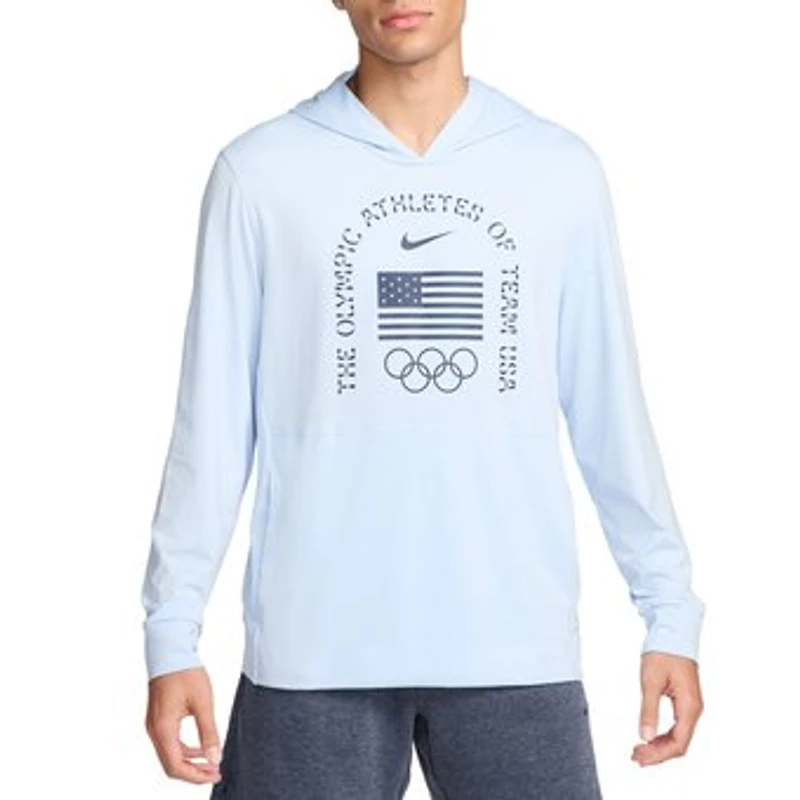 Men's Nike Light Blue Team USA Restore Yoga Long Sleeve Hoodie T-Shirt