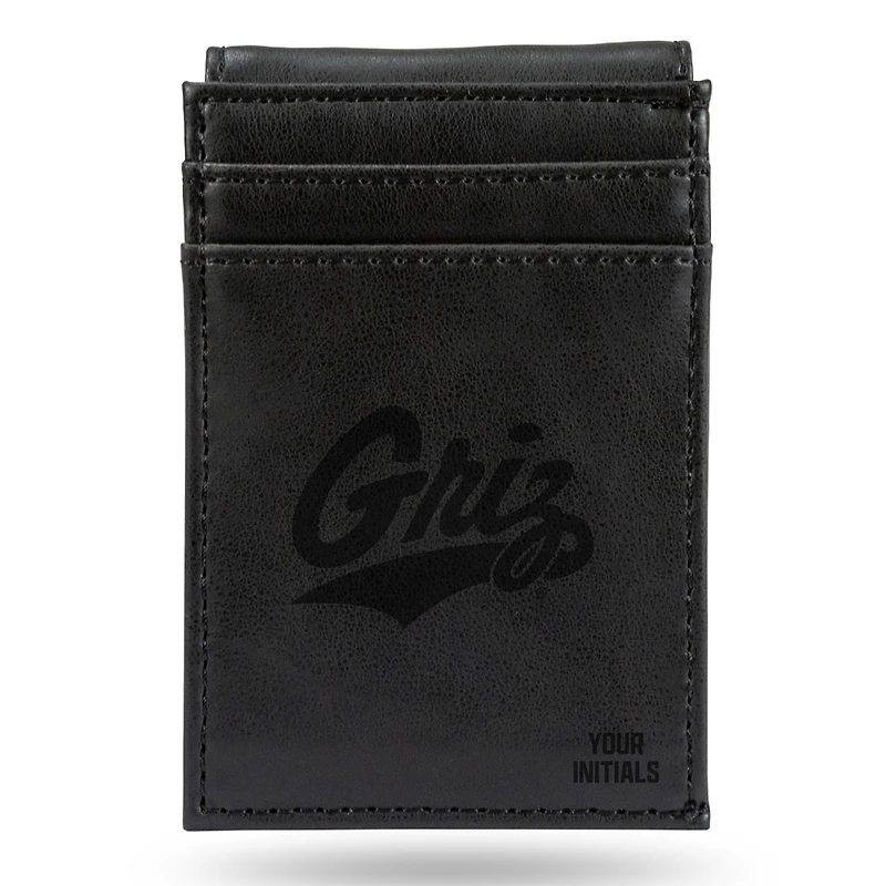 Black Montana Grizzlies Personalized Front Pocket Wallet