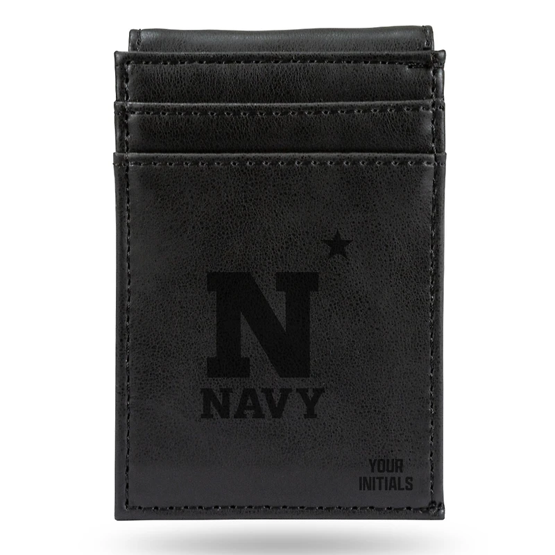 Black Navy Midshipmen Personalized Front Pocket Wallet