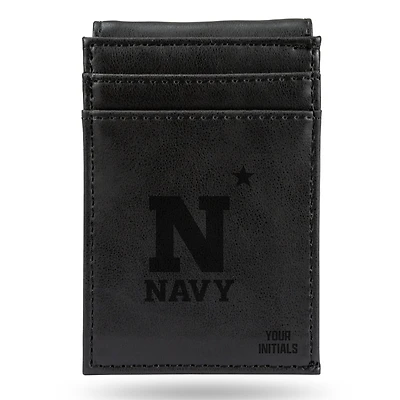 Black Navy Midshipmen Personalized Front Pocket Wallet