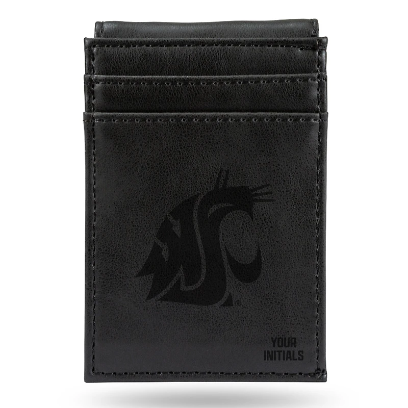 Black Washington State Cougars Personalized Front Pocket Wallet