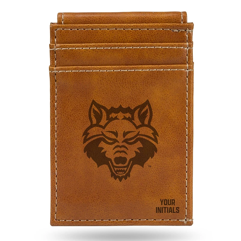 Brown Arkansas State Red Wolves Personalized Front Pocket Wallet