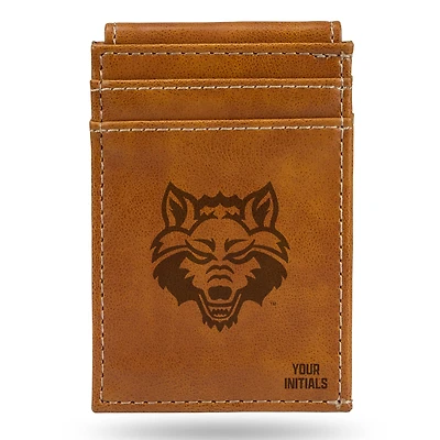 Brown Arkansas State Red Wolves Personalized Front Pocket Wallet
