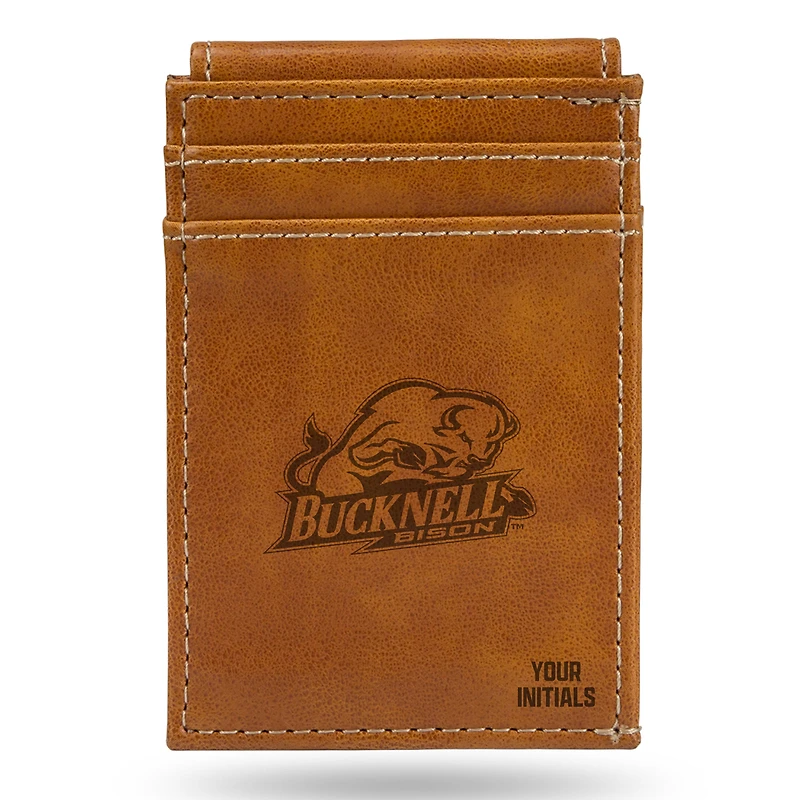 Brown Bucknell Bison Personalized Front Pocket Wallet