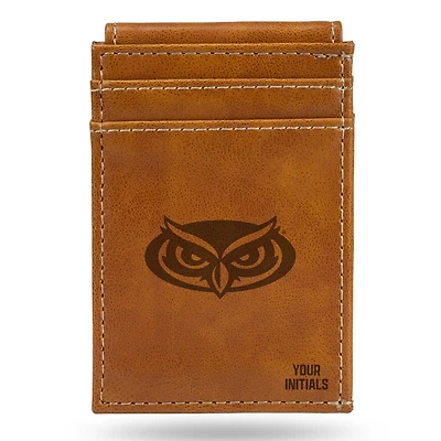 Brown Florida Atlantic Owls Personalized Front Pocket Wallet