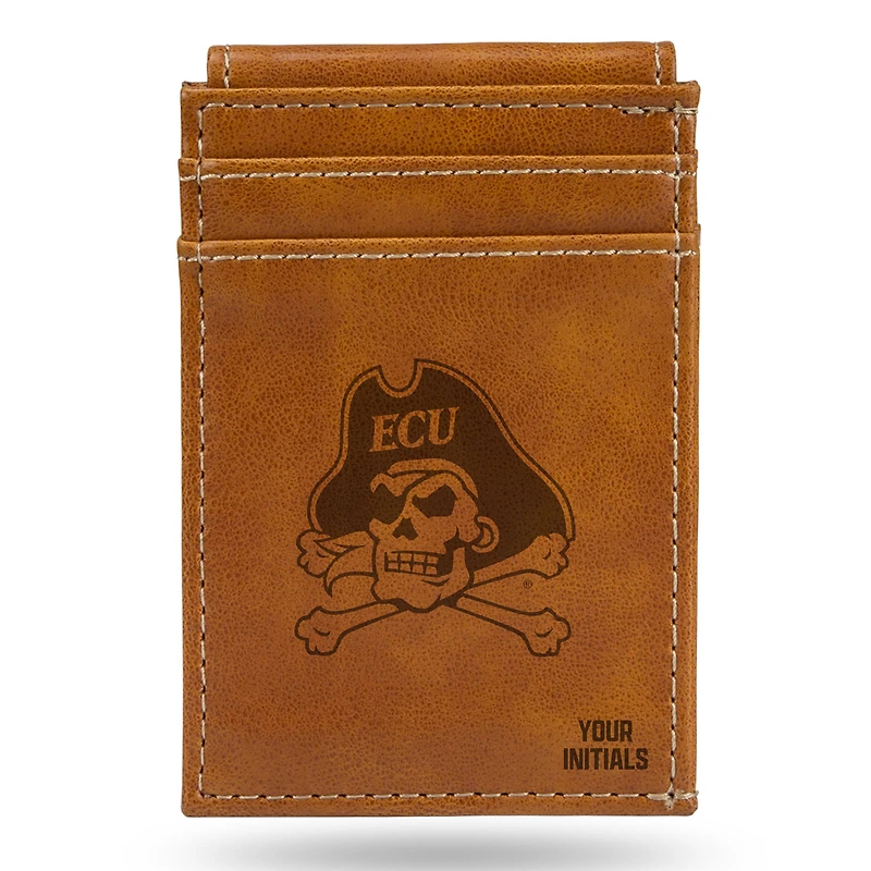 Brown ECU Pirates Personalized Front Pocket Wallet