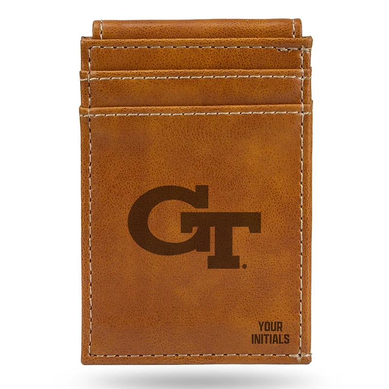 Brown Georgia Tech Yellow Jackets Personalized Front Pocket Wallet