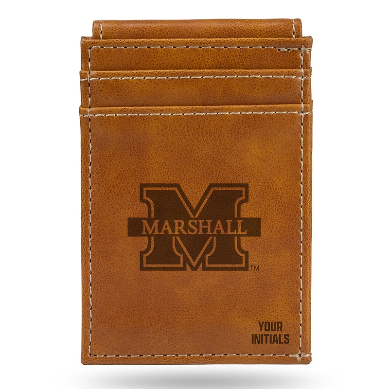 Brown Marshall Thundering Herd Personalized Front Pocket Wallet
