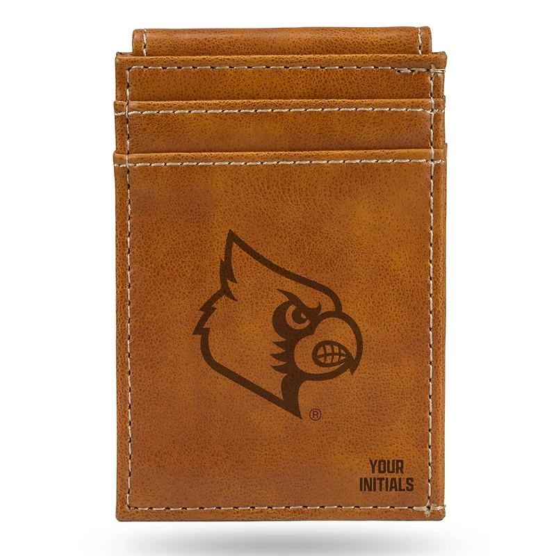Brown Louisville Cardinals Personalized Front Pocket Wallet