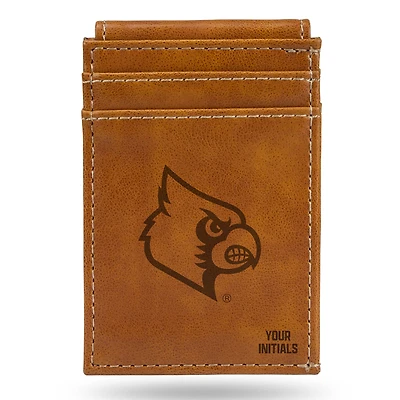 Brown Louisville Cardinals Personalized Front Pocket Wallet
